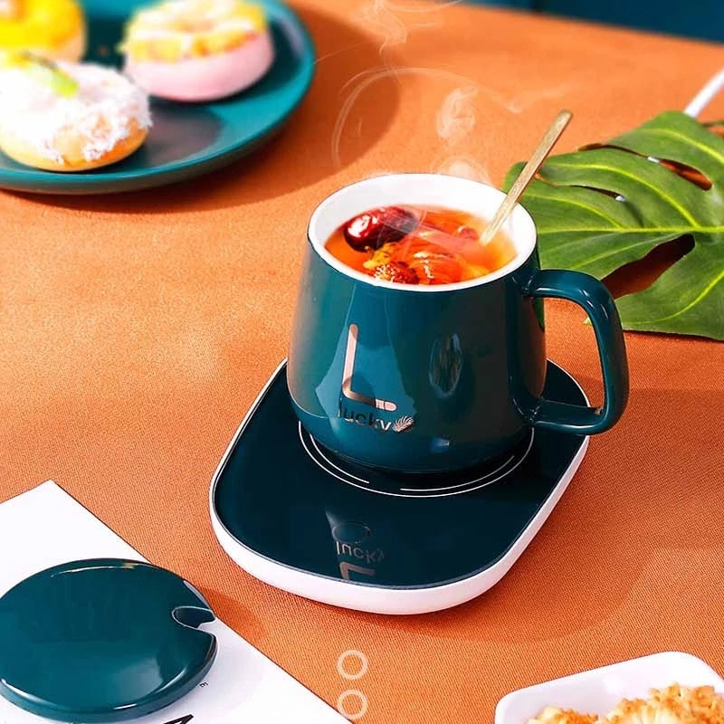 Coffee Mug Warmer Smart Automatic Heating Cup Pad Plate USB Car Coaster for  Milk Tea Retro Green